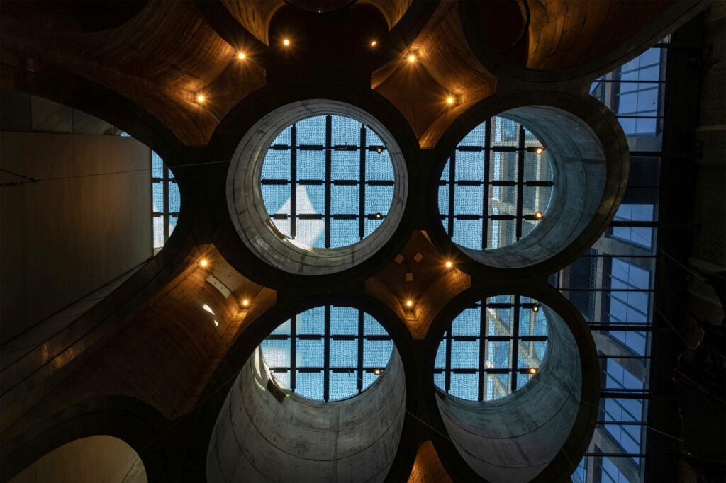 Grant Durr - Cylindrical cut-out tubes that make up the internal structure of the Zeitz Mocca Museum.