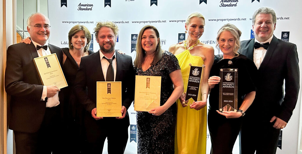 Accepting International Property Awards for Waterfall City Management Company was Willie Vos – CEO (far left) and other members of the WCMC team.