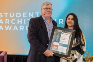 Corobrik Chairman Peter du Trevou and Shannon Rees from the University of Pretoria