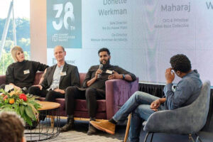 Corobrik Judges Donette Werkman, John Wilson-Harris and Vedhant Maharaj in conversation with MC Miles Kubheka