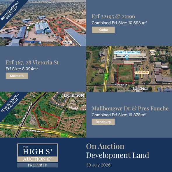 Development land across four provinces, from Kathu to Melmoth and Randburg