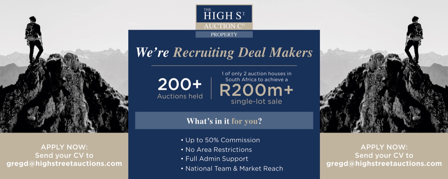 The High Street Auction Co. is recruiting deal makers: up to 50% commission. Apply: gregd@highstreetauctions.com