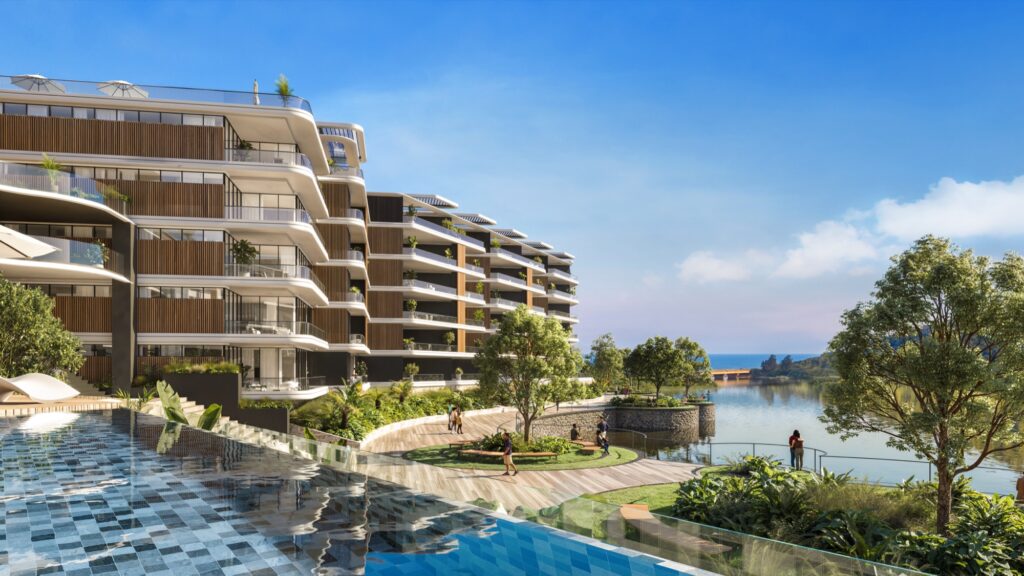 Artist's impression of the Vilasita lakeside promenade and pool deck